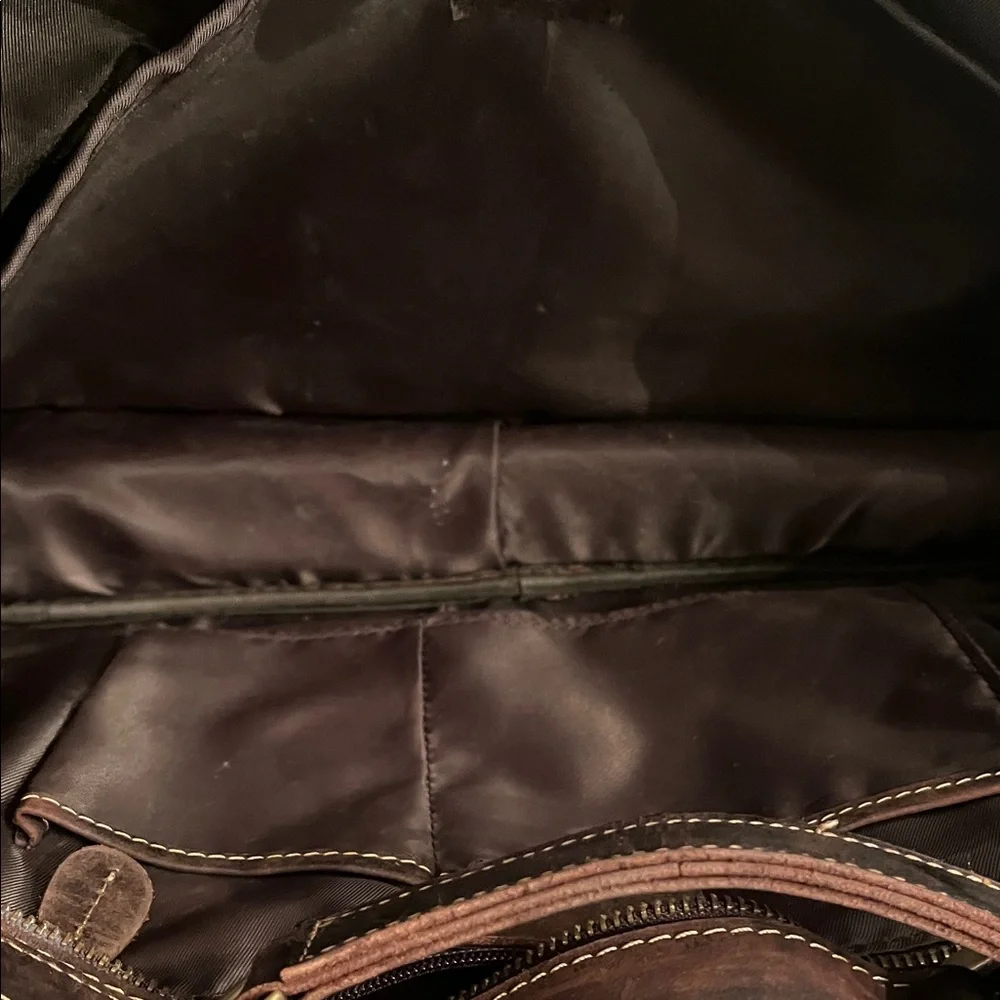Classic Dark Brown Leather Briefcase with Multiple Compartments 19” wide 11”tall